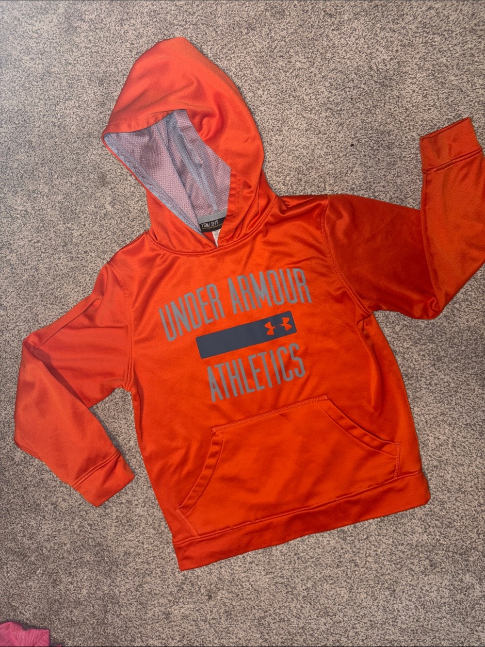 Under Armour Orange Athletics Pullover Hoodie Boys youth Small